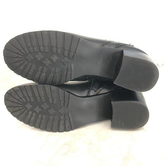 Circa Joan David Leather Tall Riding Boot Black Low block Heel Silver Accent 6.5 - Picture 5 of 15